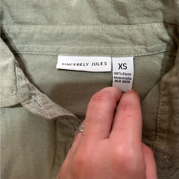 Sincerely Jules Jumpsuit Size XS Tie Waist Cuffed Sleeves Cuffed Straight Leg - Picture 5 of 14